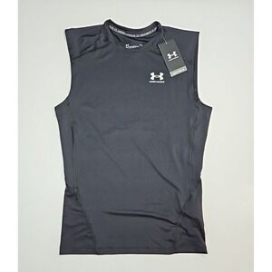Under Armour Mens Black HeatGear Compression Sleeveless Shirt Size Large NWT